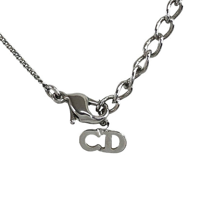Christian Dior DIOR Logo Necklace Silver Vintage nnhi2n