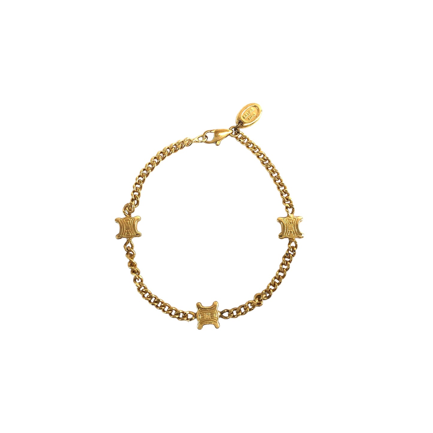 CELINE Triomphe Bracelet Gold Vintage 2i2ji3