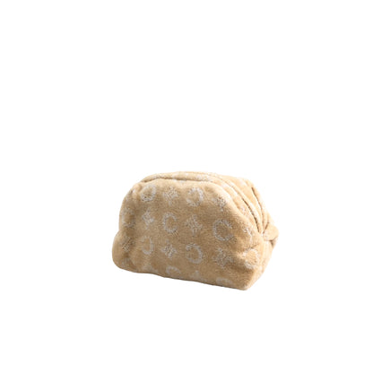 CELINE Macadam Triomphe Pile Fabric Pouch Beige White Vintage dbsuuk