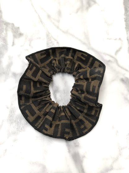 FENDI Zucca Jacquard Hair Accessories Scrunchie Brown Vintage xr2b8a