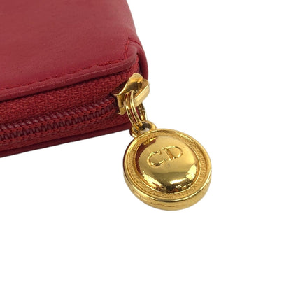 Christian Dior CD Logo Leather Coin Purse Red Vintage d57gp4