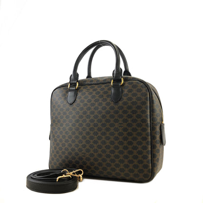 CELINE Macadam Circle Charm Leather Two-way Handbag Shoulder bag Boston bag Black Vintage 4ftutu
