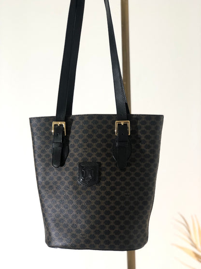 CELINE Macadam Leather Totebag Black Vintage gkmcp7