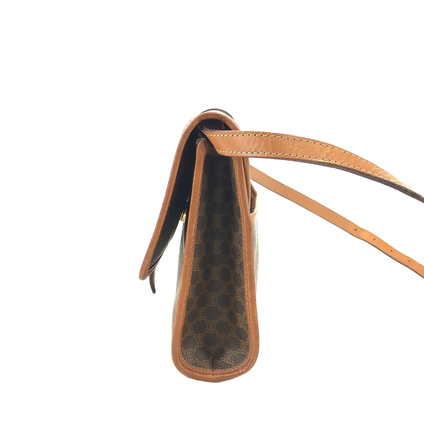CELINE Macadam Crossbody Shoulder bag Brown Vintage 67bmgr