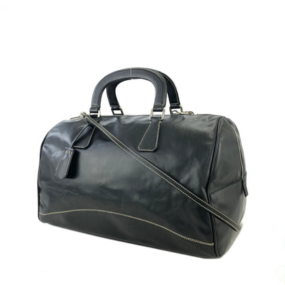 PRADA Leather Two-way Handbag Shoulder bag Boston bag Black Vintage uxvrch