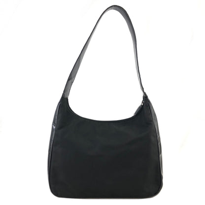 PRADA Triangle Logo Nylon Leather Shoulder bag Hobobag Black Vintage na2ut2