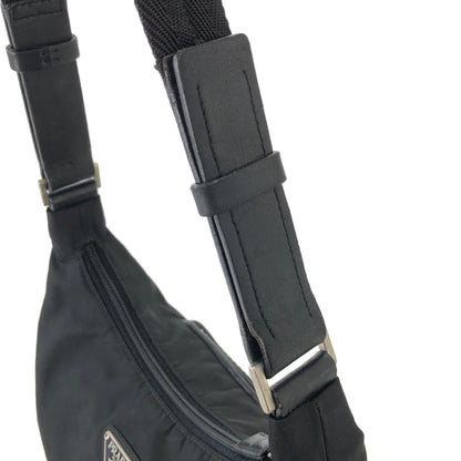 PRADA Triangle Logo Nylon Shoulder bag Hobobag Black Vintage bbyjfb