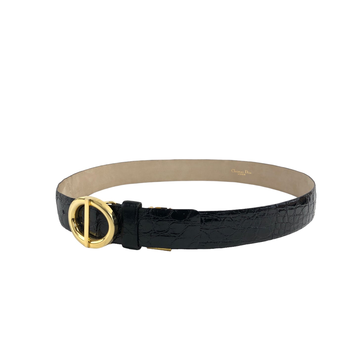 Christian Dior Buckle Leather Belt Black,Gold Vintage 3yfefk