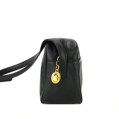 Christian Dior Logo Charm Leather Crossbody Shoulder bag Black Vintage gyuw6k