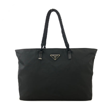 PRADA Triangle Logo Rope Handle Nylon Totebag Black Vintage dkh87x