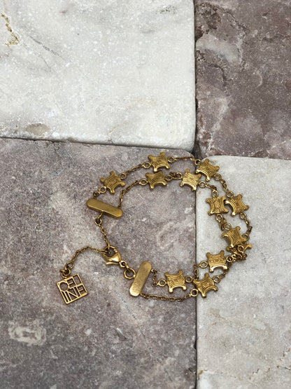 CELINE Triomphe 標誌串飾手鍊 金色 復古 tzzpy3 
