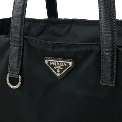 PRADA Triangle Logo Nylon Handbag Black Vintage mhpjft