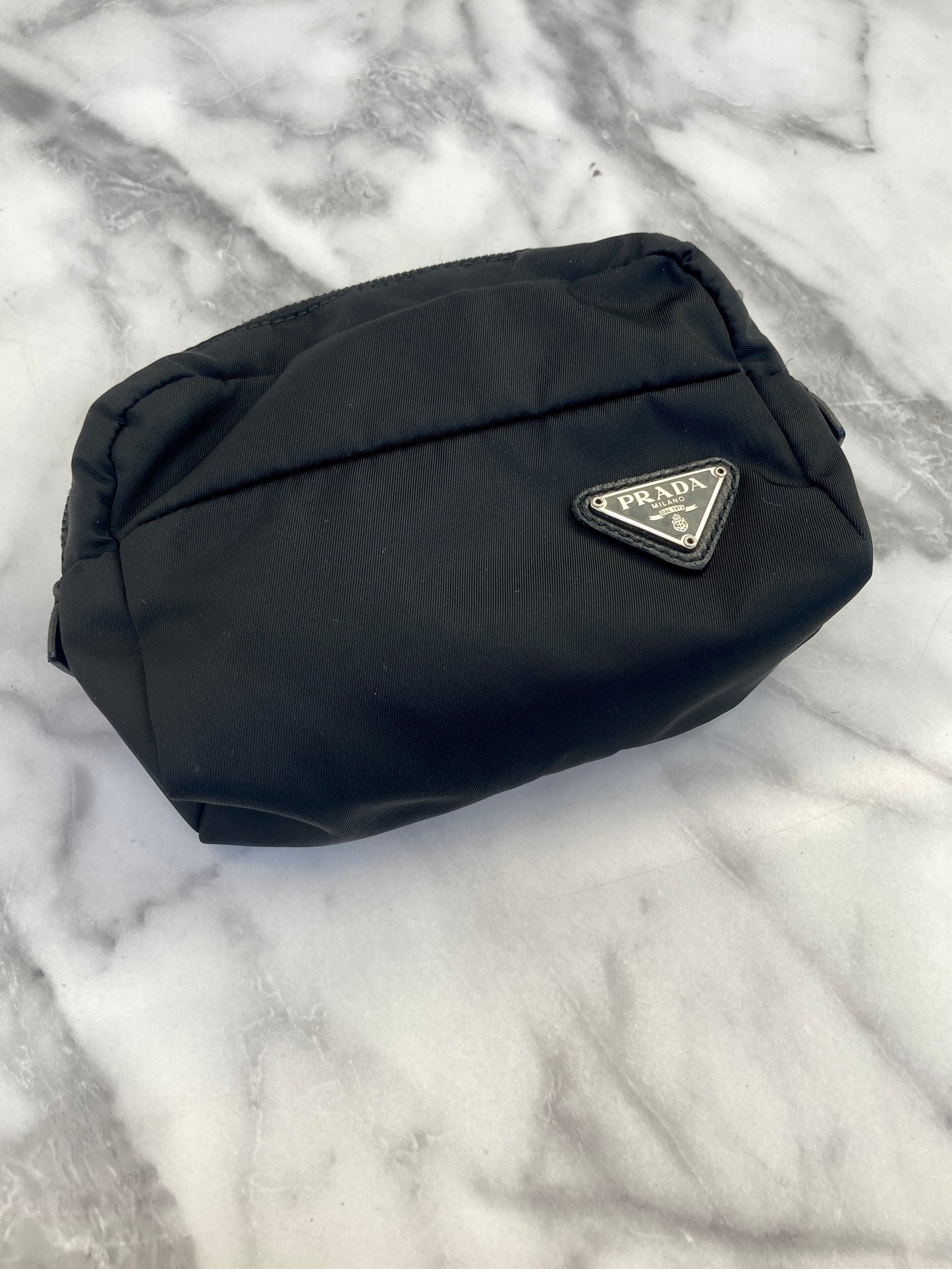 PRADA Triangle Logo Nylon Pouch Black Vintage 7wx6yx