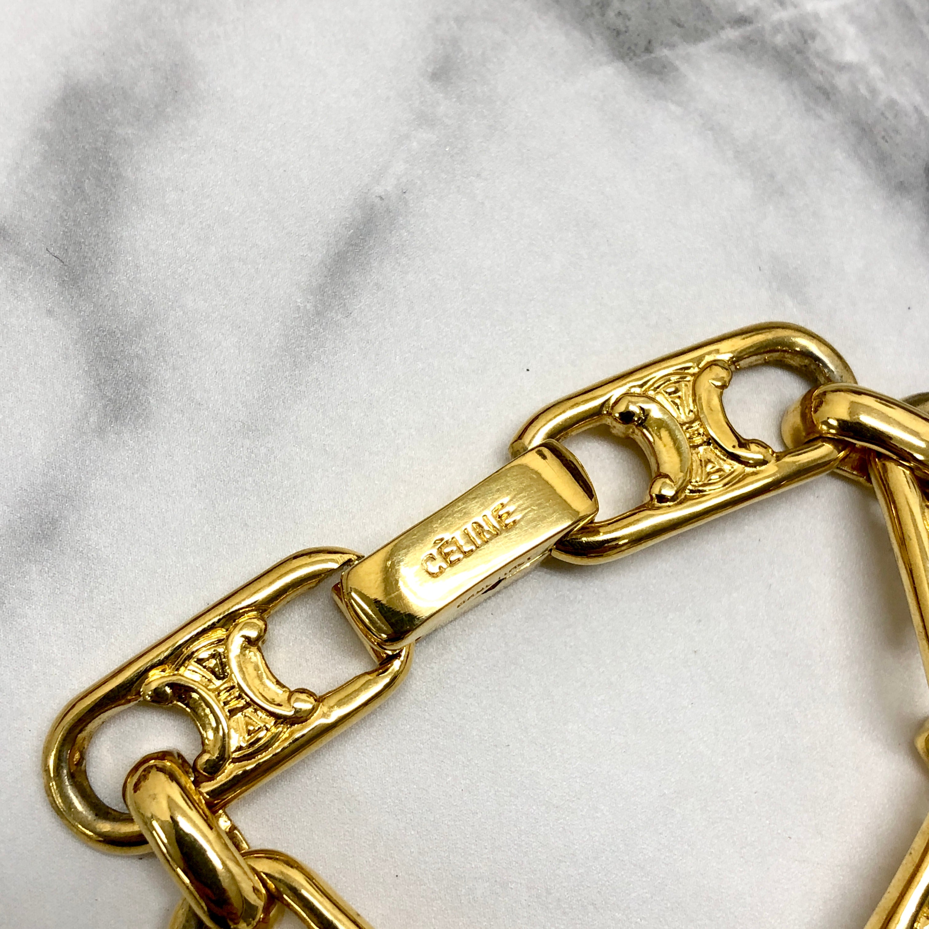 CELINE Triomphe Bracelet Gold Vintage njkyfh