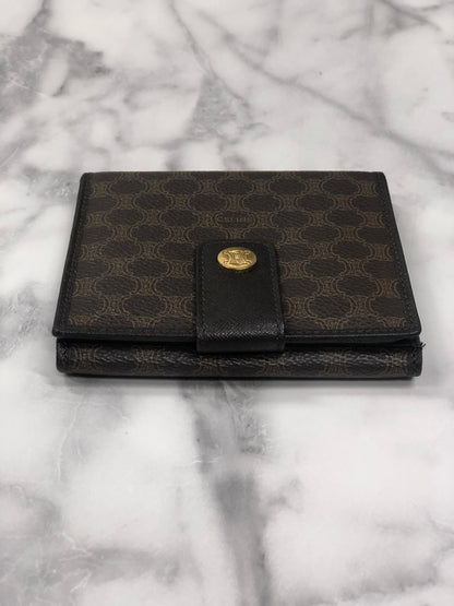 CELINE Macadam Leather Folded Wallet Brown Vintage iusmee