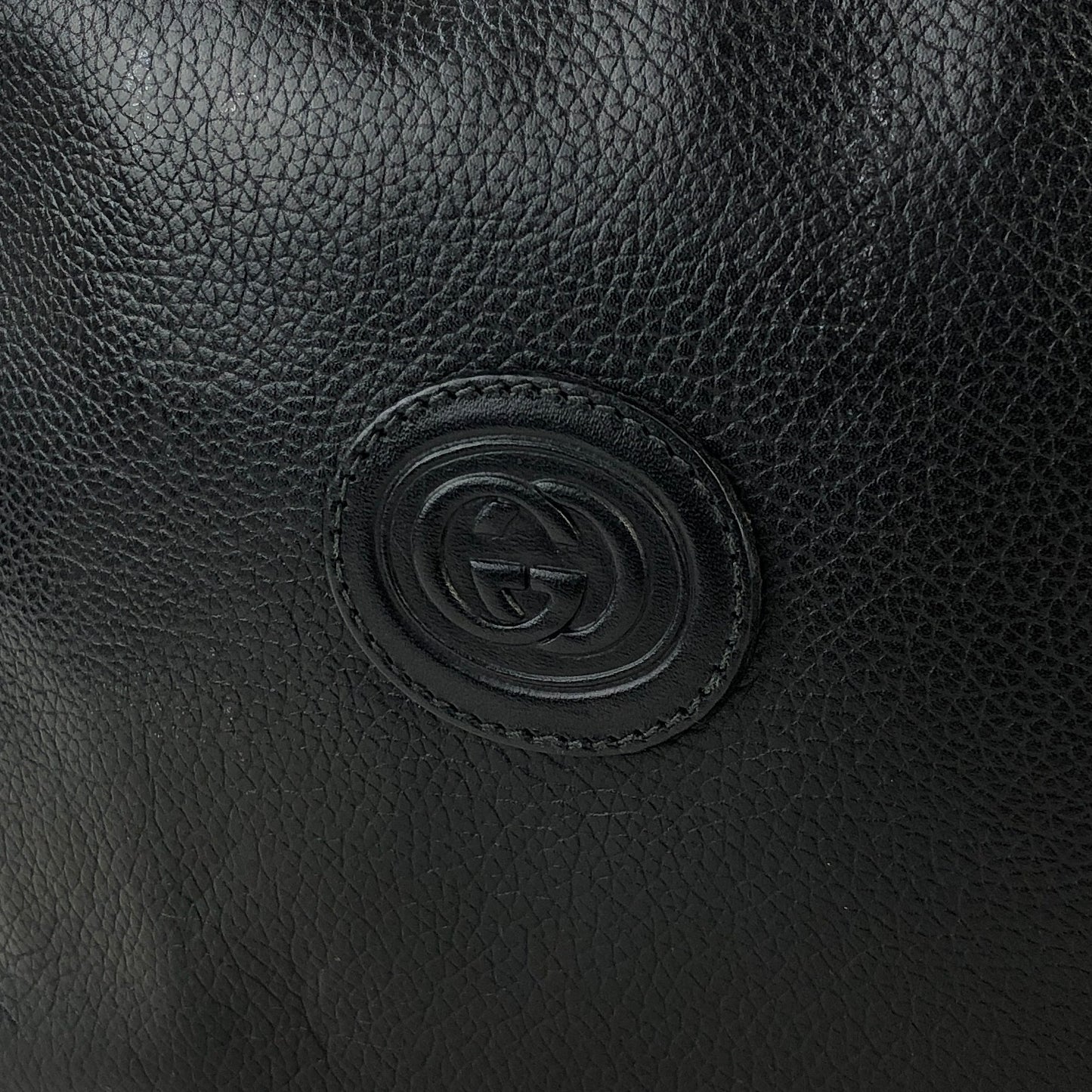 GUCCI Logo Leather Crossbody Shoulder bag Black Vintage xmntn8