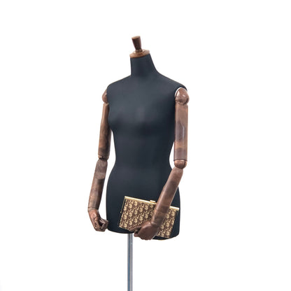 Christian Dior Trotter Jacquard Leather Clutch bag Brown Vintage tkk83n