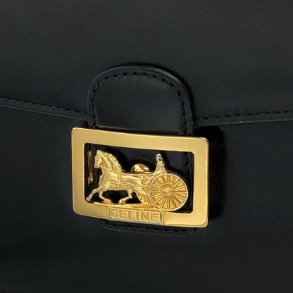 CELINE 馬車皮革斜背包 黑色 復古 whhjwf 