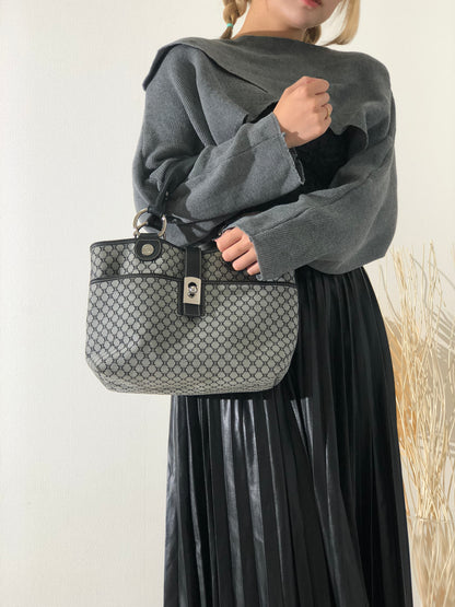 CELINE Blason Triomphe 圖案手提包托特包黑色復古舊 Celine eeg8mp