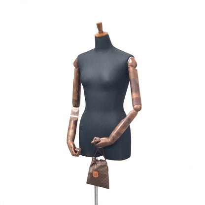 CELINE Macadam Blason Drawstring Pouch Brown Vintage 7cyj7d