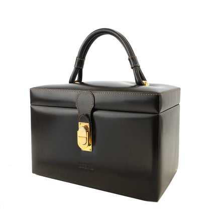 LOEWE Anagram Metal Closure Leather Vanity bag Box bag Brown Vintage j4pwks