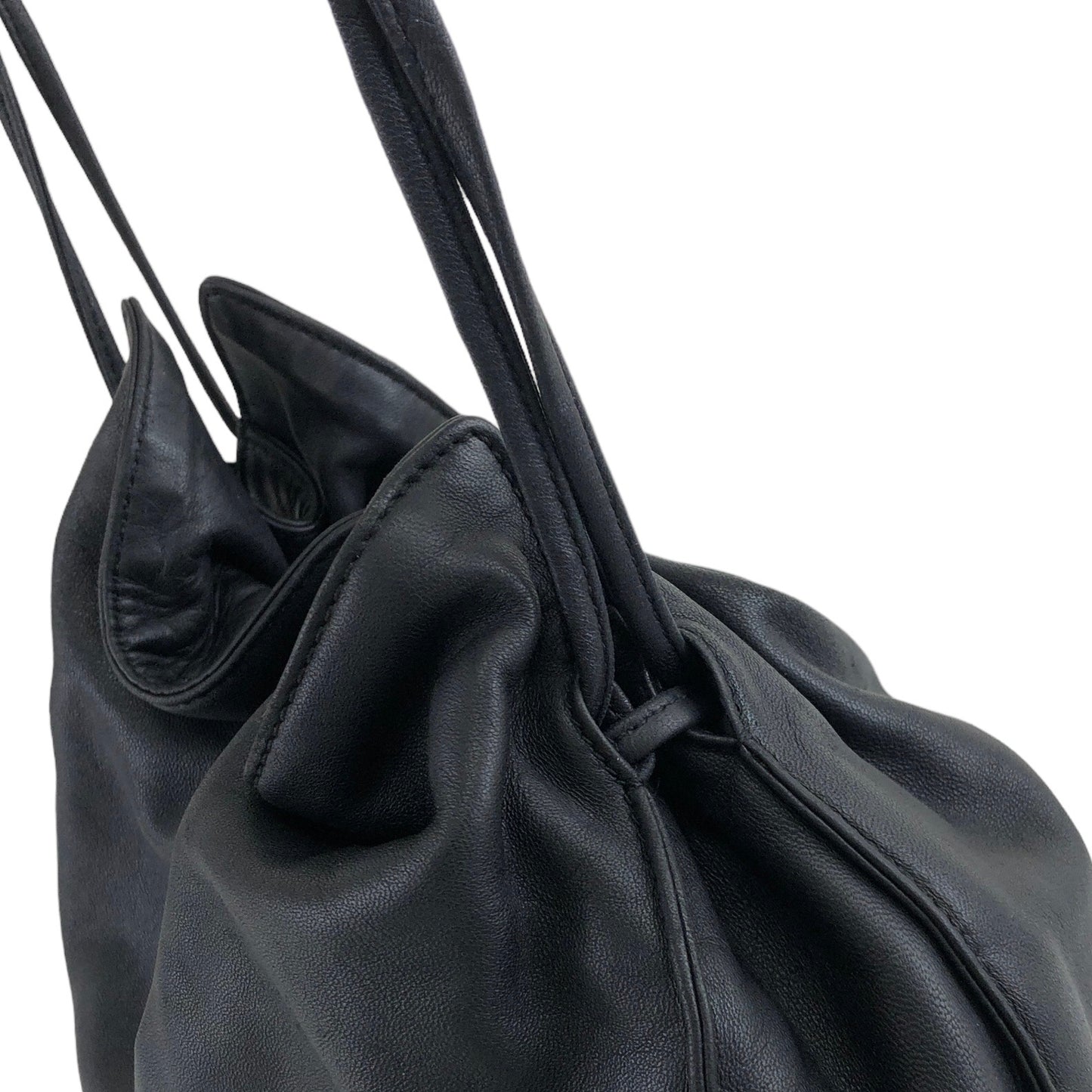 LOEWE Anagram Leather Drawstring Shoulder bag Black Vintage x4arek