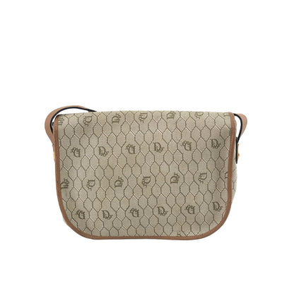 Christian Dior 蜂巢圖案 PVC 皮革肩背包 米色復古 d6n84p 