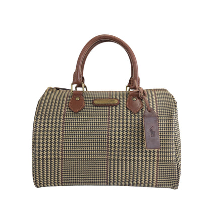 RALPH LAUREN Glen Check Handbag Boston bag Brown Vintage mgcf5g