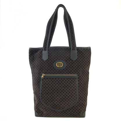 GUCCI Logo Pattern Suede Leather Totebag Black Vintage fpsx8s
