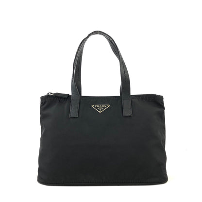 PRADA Triangle Logo Nylon Handbag Black Vintage hdamrs
