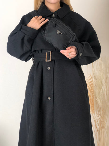 PRADA Triangle Logo Nylon Belt Bag Sling Bag Black Vintage jwamw5