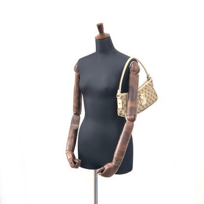 GUCCI GG Canvas Abbey Canvas Leather Handbag Hobobag Beige Vintage 4sabsd