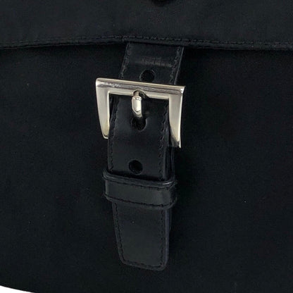 PRADA Triangle Logo Front Buckle Nylon Leather Shoulder bag Black Vintage sudtyj