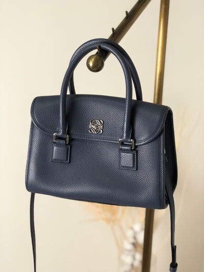 LOEWE Anagram Leather Two-way Small Boston bag Shoulder bag Navy Vintage nwunu6