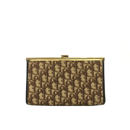 Christian Dior Trotter Jacquard Leather Clutch bag Brown Vintage tkk83n