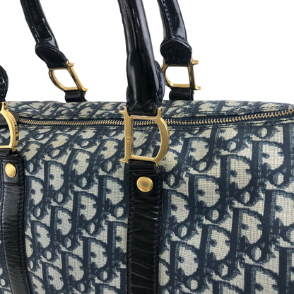 Christian Dior Trotter 掛鎖漆面手柄手提包波士頓包海軍藍復古 em4wmx 