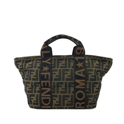 FENDI Zucca Logo Motif Jacquard Handbag Brown Vintage bczppj