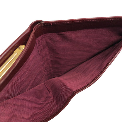 GIVENCHY Leather Logo Metal Clasp Folded Wallet Bordeaux Vintage s2uifj