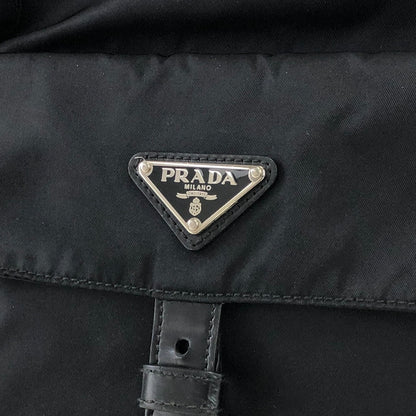 PRADA Triangle Logo Front Buckle Nylon Shoulder bag Black Vintage z6d5rx