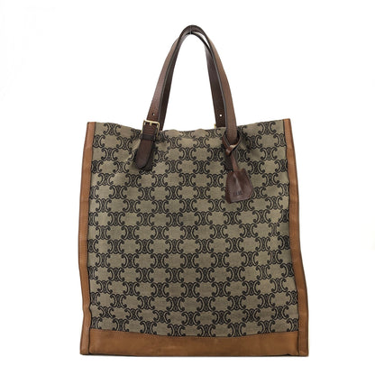 CELINE Blason Canvas Leather Totebag Brown Vintage 28perr