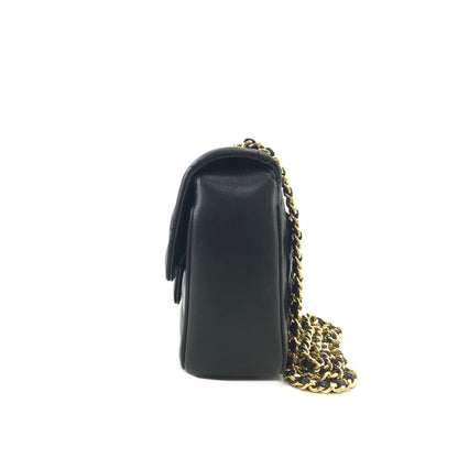 GIVENCHY Logo Motif Tassel Quilted Leather Shoulder bag Black Vintage cygn3n