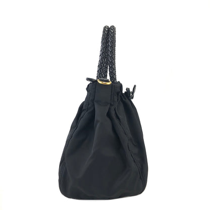 PRADA Logo Ribbon Nylon Leather Two-way Crossbody Shoulder bag Totebag Black Vintage c6kcye