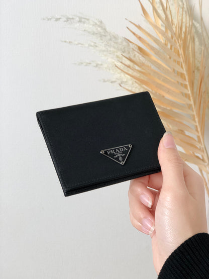 PRADA Triangle Logo Nylon Card holder Black Vintage u3nwve