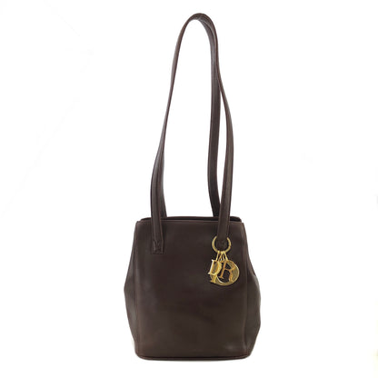 Christian Dior Logo Charm Leather Shoulder bag Brown Vintage 86wd6t