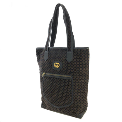 GUCCI Logo Pattern Suede Leather Totebag Black Vintage fpsx8s