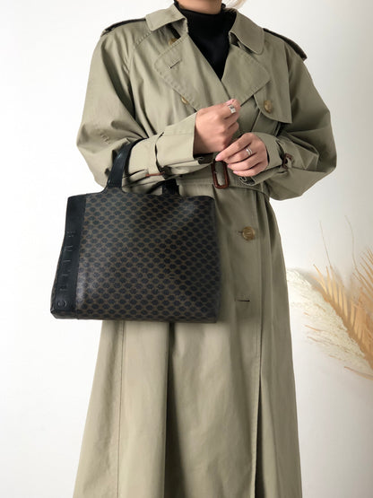 CELINE Macadam Logo Handbag Black Vintage v6cari