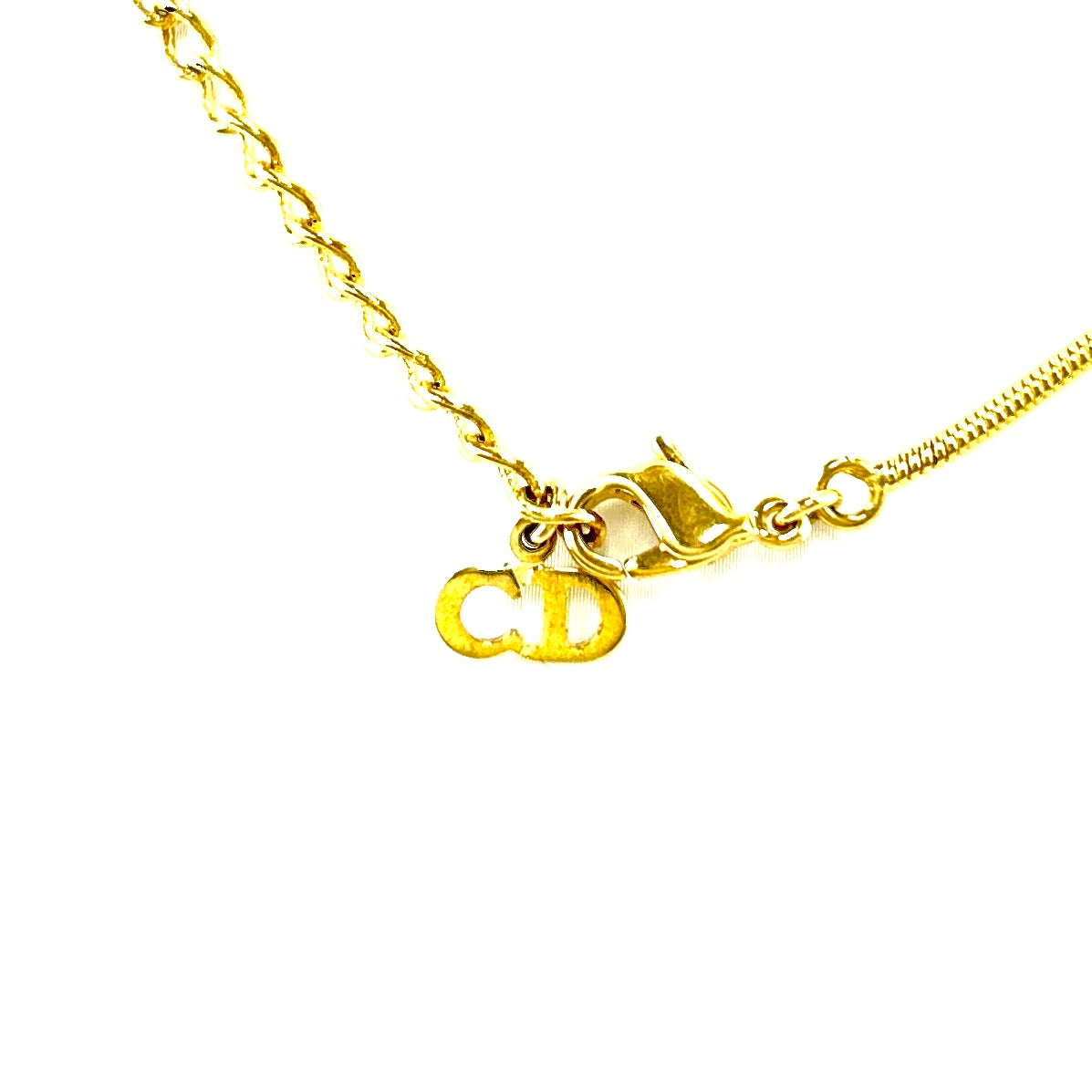 Christian Dior Letter D Pendant Necklace Gold Vintage f4ytyw