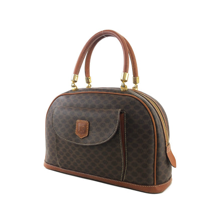 CELINE Macadam Blason Leather Handbag Brown Vintage b87m64