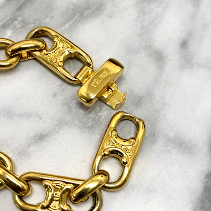 CELINE Triomphe Bracelet Gold Vintage njkyfh