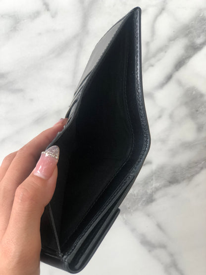 CELINE Macadam  PVC Leather Folded Wallet Black Vintage j5fp87